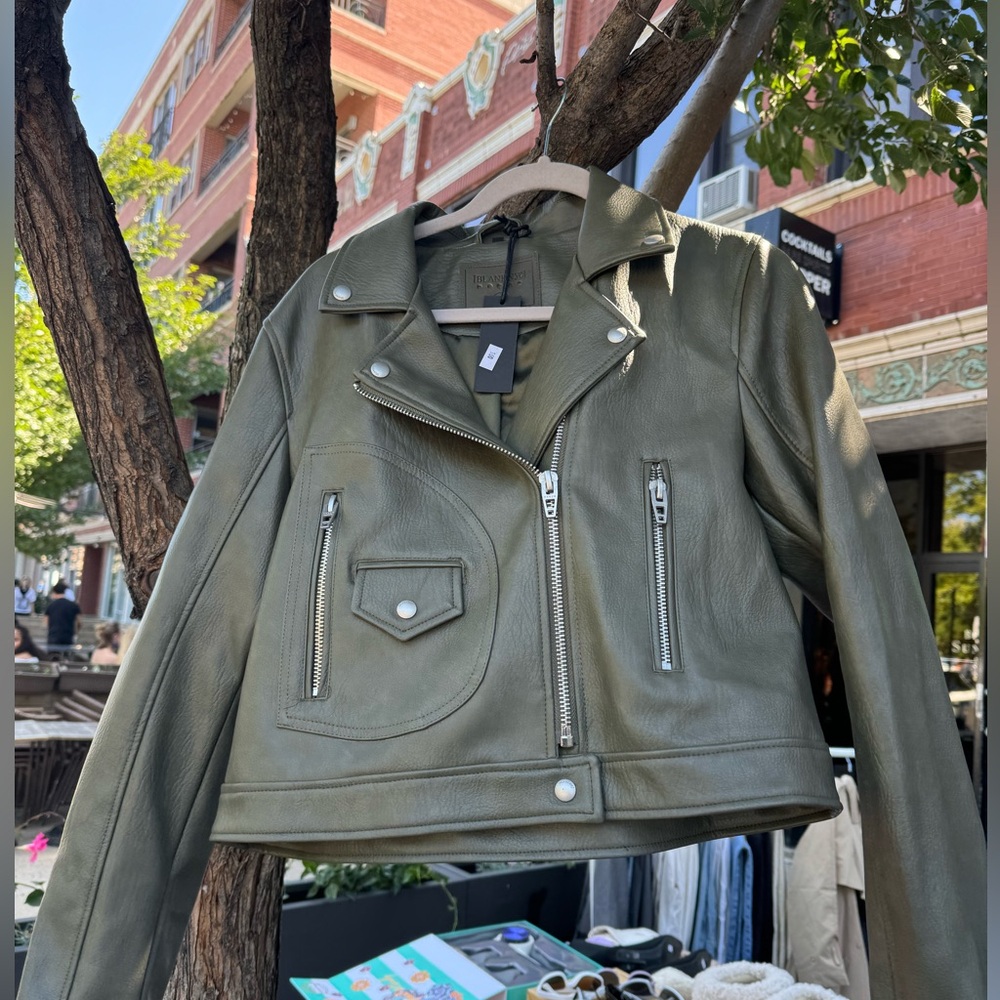 BlancNyc leather green jacket